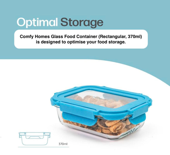 Comfy Homes Glass Container Set of 1 | Lunch & Storage Box for School, Office | Easy to carry and Durable | (1040ml)