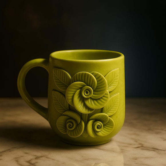 Comfy Homes Ceramic Milk and Coffee Mug | Premium Stoneware Cup for Hot & Cold Beverages | Stylish Brown Modern Design | Perfect for Tea, Milk, Coffee & Gifting (Green)