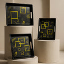 Comfy Homes Durable Multi-Use Premium Printed Rectangular Melamine Serve Ware Set with 3 Trays (Small, Medium & Large) (Sunline Elegance)-4