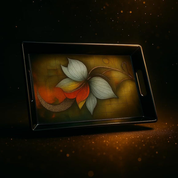 Comfy Homes Durable Multi-Use Premium Printed Rectangular Melamine Serve Ware Set with 3 Trays (Small, Medium & Large) (Royal Bloom)