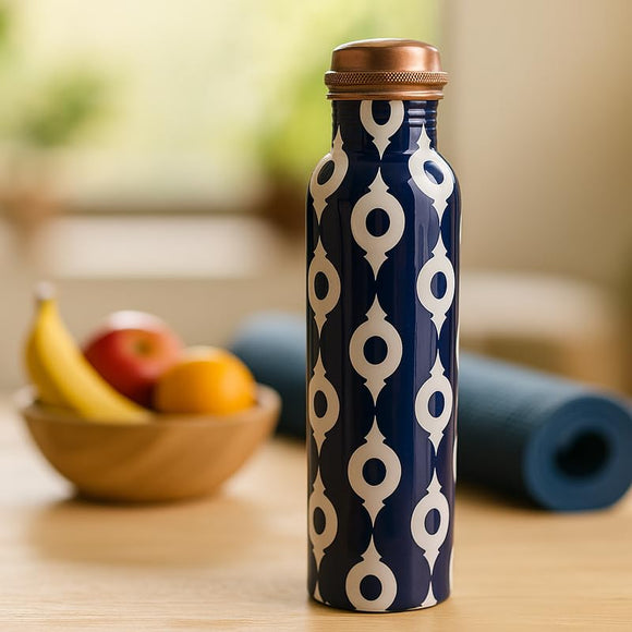 Comfy Homes 100% Copper Water Bottle, 1 Litre | Durable, Leak Proof & Rust Proof | Handicraft Finish & Timeless Luxury Design | Non-Toxic, BPA Free, Boosts Immunity & Yoga Health Benefits (Eternal)