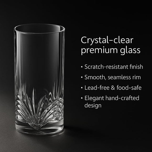 Comfy Homes Premium 300 ml Glass Set, Pack of 6 | Stylish Lead-Free Drinking Glasses for Water, Whiskey, Cocktail, Colddrink & Juice | Elegant Glassware for Home, Bar & Party Use (Frost)