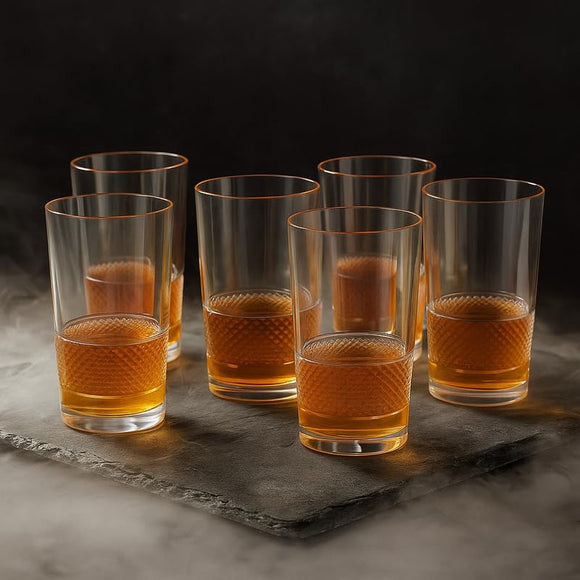 Comfy Homes Premium 300 ml Glass Set, Pack of 6 | Stylish Lead-Free Drinking Glasses for Water, Whiskey, Cocktail, Colddrink & Juice | Elegant Glassware for Home, Bar & Party Use (Lumen)