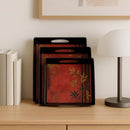 Comfy Homes Durable Multi-Use Premium Printed Rectangular Melamine Serve Ware Set with 3 Trays (Small, Medium & Large) (Mystery Red)-5