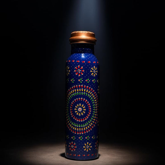 Comfy Homes 100% Copper Water Bottle, 1 Litre | Durable, Leak Proof & Rust Proof | Handicraft Finish & Timeless Luxury Design | Non-Toxic, BPA Free, Boosts Immunity & Yoga Health Benefits (Infinity)