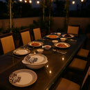 Comfy Homes 40 Pcs Melamine Dinner Set | Round Design with Dinner Plates, Small Plates, Serving Tray, Bowls with Lid, Spoons & Serving Spoons | Unbreakable & Lightweight Dinnerware (Majestic Highness)-2