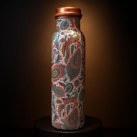Comfy Homes 100% Copper Water Bottle, 1 Litre | Durable, Leak Proof & Rust Proof | Handicraft Finish & Timeless Luxury Design | Non-Toxic, BPA Free, Boosts Immunity & Yoga Health Benefits (Prestige)