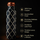 Comfy Homes 100% Copper Water Bottle, 1 Litre | Durable, Leak Proof & Rust Proof | Handicraft Finish & Timeless Luxury Design | Non-Toxic, BPA Free, Boosts Immunity & Yoga Health Benefits (Elite)-4