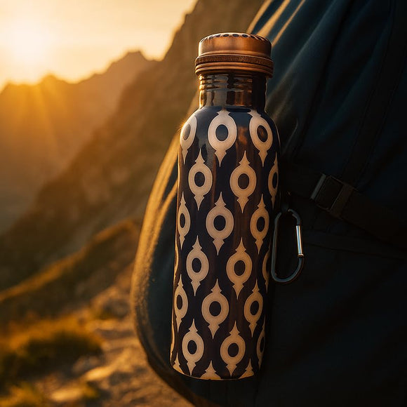 Comfy Homes 100% Copper Water Bottle, 1 Litre | Durable, Leak Proof & Rust Proof | Handicraft Finish & Timeless Luxury Design | Non-Toxic, BPA Free, Boosts Immunity & Yoga Health Benefits (Eternal)