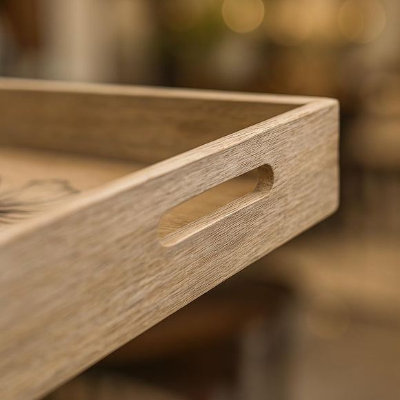 Comfy Homes Wooden Serving Tray | Handcrafted Natural Wood Trays for Snacks, Tea, Coffee, Breakfast & Entertaining | Rustic, Durable & Eco-Friendly Kitchenware (Beige, Set of 3)