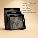 Comfy Homes Durable Multi-Use Premium Printed Rectangular Melamine Serve Ware Set with 3 Trays (Small, Medium & Large) (White Pyramids)-7