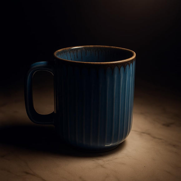 Comfy Homes Ceramic Milk and Coffee Mug | Premium Stoneware Cup for Hot & Cold Beverages | Stylish Brown Modern Design | Perfect for Tea, Milk, Coffee & Gifting (Rustic Blue)