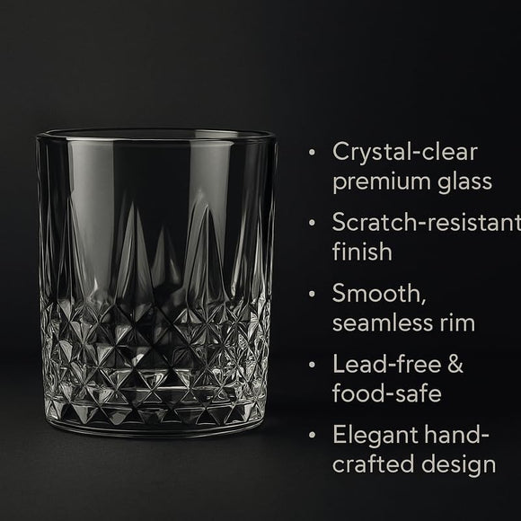Comfy Homes Premium 320 ml Glass Set, Pack of 6 | Stylish Lead-Free Drinking Glasses for Water, Whiskey, Cocktail, Colddrink & Juice | Elegant Glassware for Home, Bar & Party Use (Breeze)
