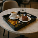 Comfy Homes Durable Multi-Use Premium Printed Rectangular Melamine Serve Ware Set with 3 Trays (Small, Medium & Large) (Yellow Lotus)-5