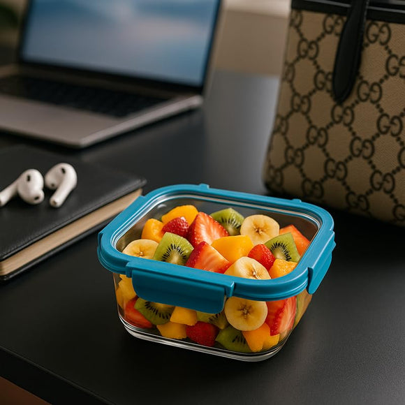 Comfy Homes Glass Container Set of 1 | Lunch & Storage Box for School, Office | Easy to carry and Durable | (1040ml)