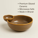 Comfy Homes Ceramic Dual Delight Chip and Dip Platter | Elegant Stoneware Snack & Dinner Plate | Stylish Brown Modern Design | Ideal for Starters, Snacks, Desserts & Parties-6
