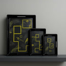 Comfy Homes Durable Multi-Use Premium Printed Rectangular Melamine Serve Ware Set with 3 Trays (Small, Medium & Large) (Sunline Elegance)-3