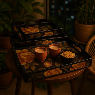 Yellow Lotus – Premium Multi-Purpose Melamine Tray Set of 3