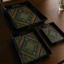 Comfy Homes Durable Multi-Use Premium Printed Rectangular Melamine Serve Ware Set with 3 Trays (Small, Medium & Large) (Royal Monarch)-2