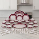 Comfy Homes 41 Pcs Melamine Dinner Set | Round Design with Dinner Plates, Small Plates, Serving Tray, Bowls with Lids, Spoons & Serving Spoons | Unbreakable & Lightweight Dinnerware (Royale Sapphire)-1