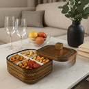 Comfy Homes Revolving Dry Fruit & Snack Storage Box | 4-Section Multi-Purpose Container | Square Shape Dry Food Organizer, Serving Platter & Gift Box for Home & Festive Use (Prestige)-5