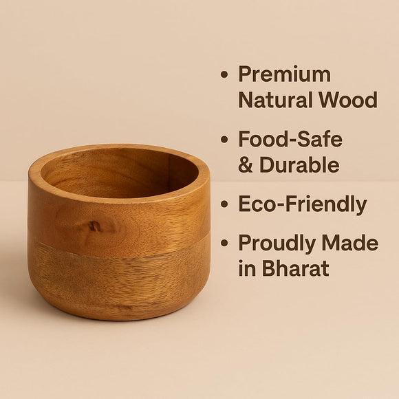 Comfy Homes Wooden Peanut Bowl | Natural Wood Serving Bowl | Snack Bowl for Peanuts, Nuts, Dry Fruits and Snacks | Eco-Friendly, Rustic Kitchenware (Brown)