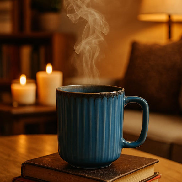 Comfy Homes Ceramic Milk and Coffee Mug | Premium Stoneware Cup for Hot & Cold Beverages | Stylish Brown Modern Design | Perfect for Tea, Milk, Coffee & Gifting (Rustic Blue)