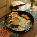 Comfy Homes Round Melamine Tray | Durable, Stackable Serving Tray | Premium Printed Serveware for Kitchen, Dining Table, Coffee Table, Office Desk, Parties, Snacks, Breakfast & More (Flower)-7