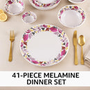 Comfy Homes 41 Pcs Melamine Dinner Set | Round Design with Dinner Plates, Small Plates, Serving Tray, Bowls with Lids, Spoons & Serving Spoons | Unbreakable & Lightweight Dinnerware (Colourful Garden)-6