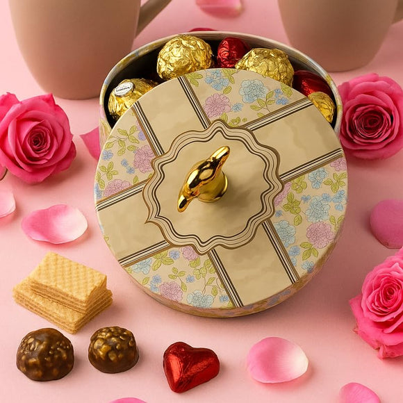 Comfy Homes Dry Fruit Container Collection | Dry Food Storage Box I Gifting Use I Multi-Purpose Box I Serving Platter with 4 section (Floral Bliss)