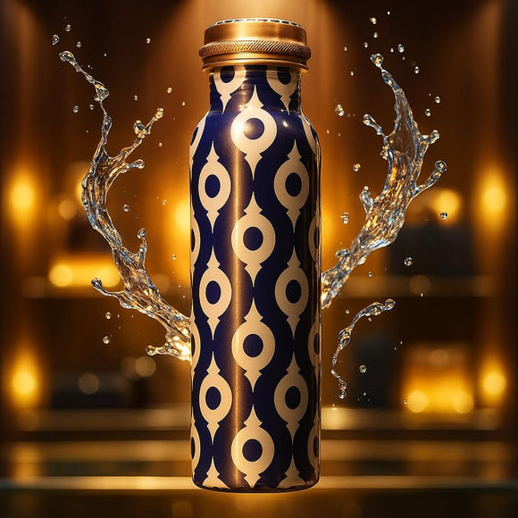 Comfy Homes 100% Copper Water Bottle, 1 Litre | Durable, Leak Proof & Rust Proof | Handicraft Finish & Timeless Luxury Design | Non-Toxic, BPA Free, Boosts Immunity & Yoga Health Benefits (Eternal)