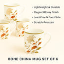 Comfy Homes Bone China Mugs, Set of 6 | Lightweight, Durable, Lead Free, Food Safe, Scratch Resistant with Premium Design | Tea/Chai Cups for Gifting, Home, Office Use & All Occasion (Serene)-4