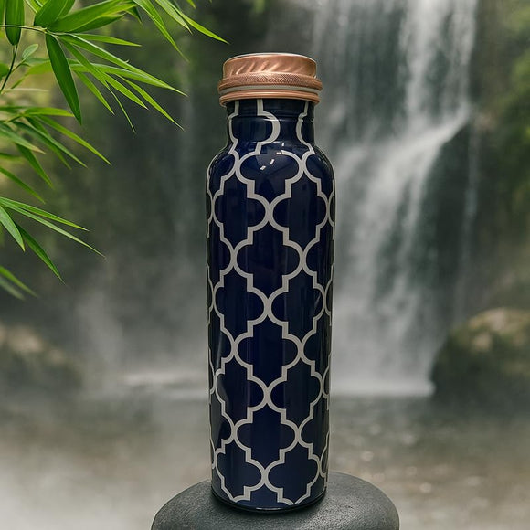 Comfy Homes 100% Copper Water Bottle, 1 Litre | Durable, Leak Proof & Rust Proof | Handicraft Finish & Timeless Luxury Design | Non-Toxic, BPA Free, Boosts Immunity & Yoga Health Benefits (Elite)