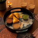 Comfy Homes Round Melamine Tray | Durable, Stackable Serving Tray | Premium Printed Serveware for Kitchen, Dining Table, Coffee Table, Office Desk, Parties, Snacks, Breakfast & More (Flower)-8