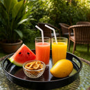 Comfy Homes Round Melamine Tray | Durable, Stackable Serving Tray | Premium Printed Serveware for Kitchen, Dining Table, Coffee Table, Office Desk, Parties, Snacks, Breakfast & More (Flower)-2