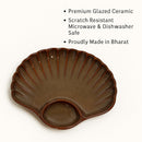 Comfy Homes Ceramic Serving Platter | Elegant Stoneware Snack & Dinner Plate | Stylish Brown Modern Design | Ideal for Starters, Snacks, Desserts & Parties (Red)-7