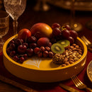 Comfy Homes Wooden Circular Platter | Handcrafted Round Serving Tray | Durable, Food-Safe and Eco-Friendly | Elegant Wooden Plate for Snacks, Fruits, Dry Fruits, Appetizers and Kitchen Decor (Brown)-5