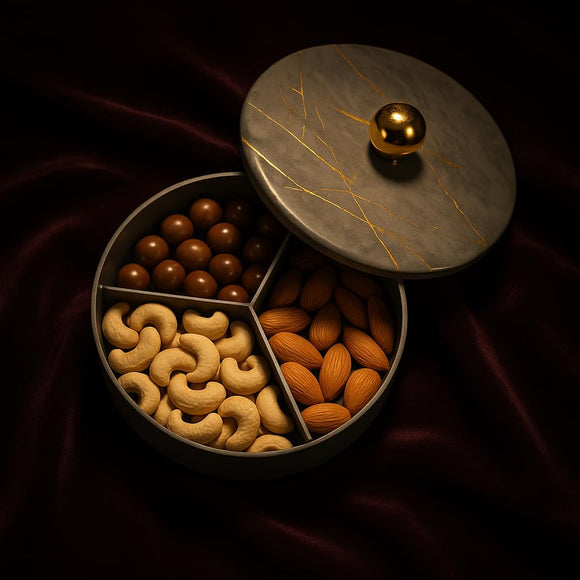 Comfy Homes Mini Multipurpose Candy Set | Elegant Decorative Candy Storage Box for Chocolates, Dry Fruits, Snacks & Sweets | Premium Gifting Box for Home & Festive Return Gifts (Grey)