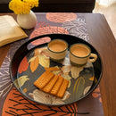 Comfy Homes Round Melamine Tray | Durable, Stackable Serving Tray | Premium Printed Serveware for Kitchen, Dining Table, Coffee Table, Office Desk, Parties, Snacks, Breakfast & More (Flower)-4