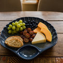 Comfy Homes Ceramic Serving Platter | Elegant Stoneware Snack & Dinner Plate | Stylish Brown Modern Design | Ideal for Starters, Snacks, Desserts & Parties (Blue)-4