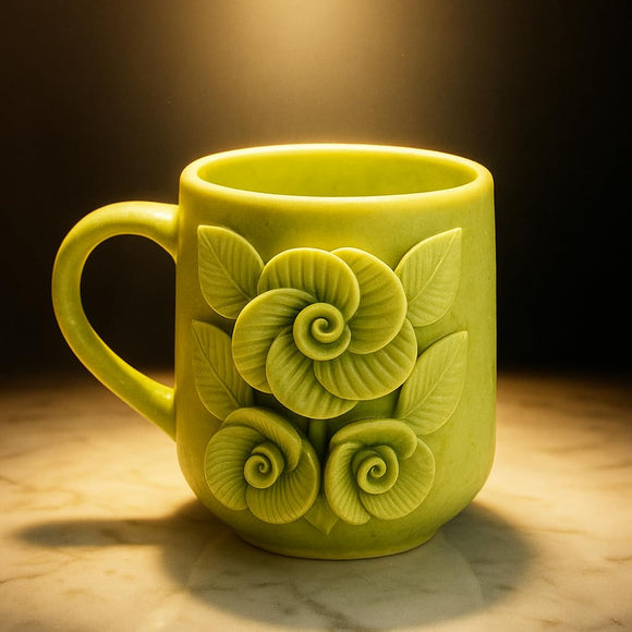 Comfy Homes Ceramic Milk and Coffee Mug | Premium Stoneware Cup for Hot & Cold Beverages | Stylish Brown Modern Design | Perfect for Tea, Milk, Coffee & Gifting (Green)