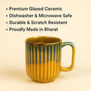 Comfy Homes Ceramic Milk and Coffee Mug | Premium Stoneware Cup for Hot & Cold Beverages | Stylish Brown Modern Design | Perfect for Tea, Milk, Coffee & Gifting (Rustic Yellow)-6