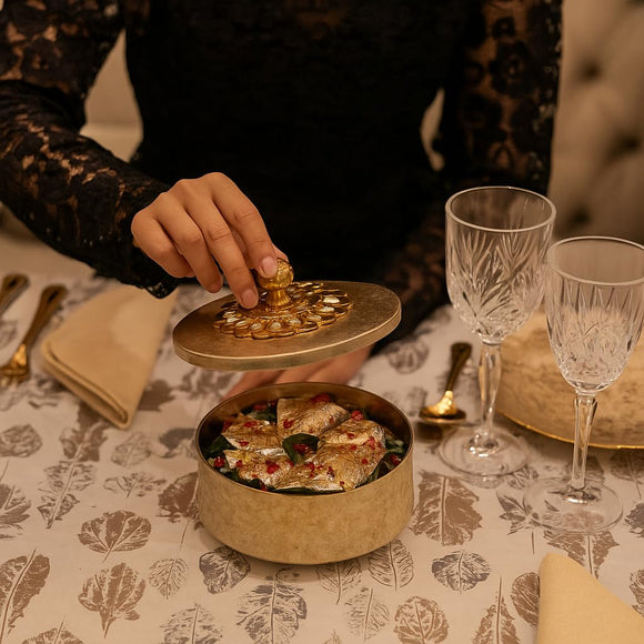 Comfy Homes Mini Multipurpose Candy Set | Elegant Decorative Candy Storage Box for Chocolates, Dry Fruits, Snacks & Sweets | Premium Gifting Box for Home & Festive Return Gifts (Golden)