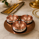 Comfy Homes 3 in 1 Dry Fruit Container | Mirror Finish Dry Food Storage Box I Gifting Use & Multi-Purpose Food Grade Stainless Steel Box I Serving Platter with 3 Sections (Rose Gold)-1