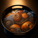 Comfy Homes Round Melamine Tray | Durable, Stackable Serving Tray | Premium Printed Serveware for Kitchen, Dining Table, Coffee Table, Office Desk, Parties, Snacks, Breakfast & More (Sea Shell)-4