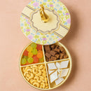 Comfy Homes Dry Fruit Container Collection | Dry Food Storage Box I Gifting Use I Multi-Purpose Box I Serving Platter with 4 section (Floral Bliss)-5
