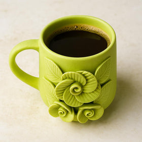 Comfy Homes Ceramic Milk and Coffee Mug | Premium Stoneware Cup for Hot & Cold Beverages | Stylish Brown Modern Design | Perfect for Tea, Milk, Coffee & Gifting (Green) - 0