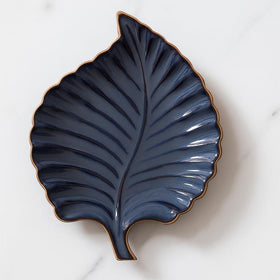 Comfy Homes Ceramic Leaf Serving Platter | Elegant Stoneware Snack & Dinner Plate | Stylish Brown Modern Design | Ideal for Starters, Snacks, Desserts & Parties