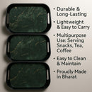 Comfy Homes Durable Multi-Use Premium Printed Rectangular Melamine Serve Ware Set with 3 Trays (Small, Medium & Large) (Sea Breeze)-6