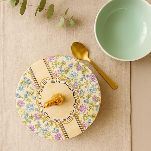 Comfy Homes Dry Fruit Container Collection | Dry Food Storage Box I Gifting Use I Multi-Purpose Box I Serving Platter with 4 section (Floral Bliss)